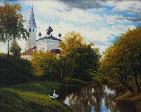 Елена Истомина (Картина, живопись - 
                  50 x 40 см) Вятское. Храм Вознесения Христова