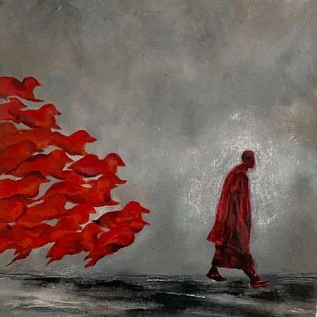 Лена Троянская (Картина, живопись - 
                  30 x 30 см) About instinct