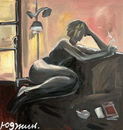 Юджин (Картина, живопись - 
                  80 x 80 см) В сигаретном дыму