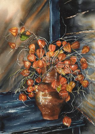 Алла Валежина (Авторская графика - 
                  42 x 59 см) Физалис