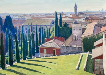Алексей Кротов (Авторская графика - 
                  42 x 30 см) Вид на Верону