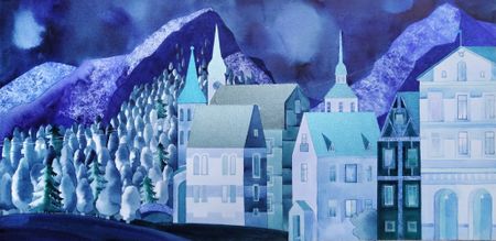 Наталья Шушпанова (Картина, живопись - 
                  100 x 50 см) Город в горах