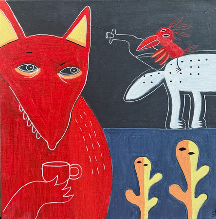 Марина Стараканами (Картина, живопись - 
                  40 x 40 см) Соблазн