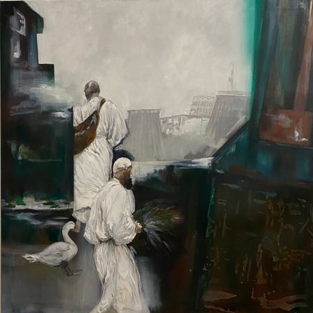 Лена Троянская (Картина, живопись - 
                  100 x 100 см) Город Х