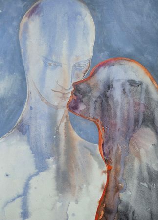 Елизавета Журавлева (Авторская графика - 
                  29 x 42 см) Осознание. Влюбленные. Двое.