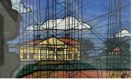 Клара Голицына (Авторская графика - 
                  21 x 13 см) Дом в Романове