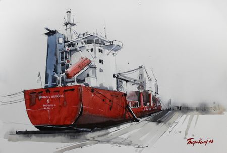 Ирина Петровская (Авторская графика - 
                  38 x 27 см) Красный