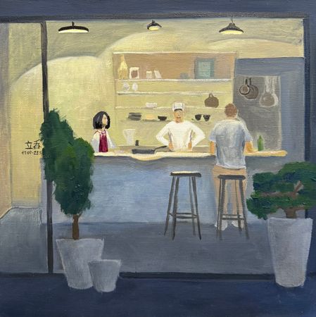 Юлия Арюшина (Картина, живопись - 
                  30 x 30 см) Nighthawks in Kyoto