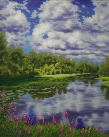 Елена Истомина (Картина, живопись - 
                  40 x 50 см) На пруду