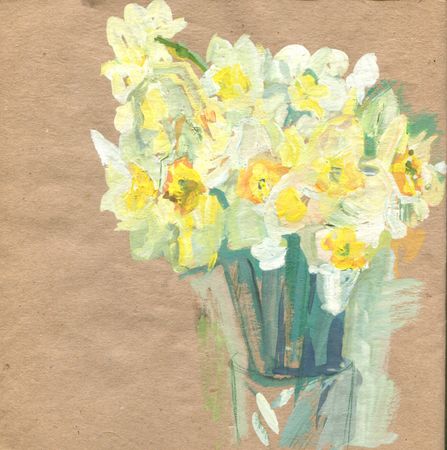 Юля Nycho (Авторская графика - 
                  20 x 20 см) Нарциссы