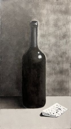 Нина Григель (Картина, живопись - 
                  25 x 45 см) Вино и сыр