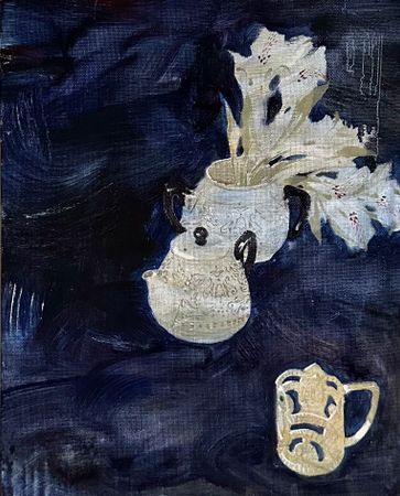 Алина Буглеева (Картина, живопись - 
                  40 x 50 см) Альстромерии и медные чашечки