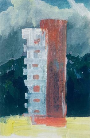 Юля Степанова (Авторская графика - 
                  20 x 30 см) Гостиница Абхазия перед грозой