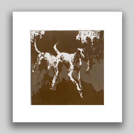 Лена Троянская (Графика печатная - 
                  30 x 30 см) Бегущие собаки (сепия)