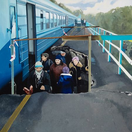 Союз Невозможных (Картина, живопись - 
                  60 x 60 см) Терпеливо постигаем положение вещей