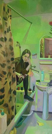 Дарья Засухина (Картина, живопись - 
                  30 x 75 см) Зелёный леопард