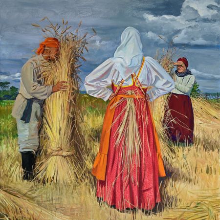 Анастасия Нестерова (Картина, живопись - 
                  100 x 100 см) На жатве