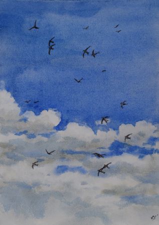 Елена Санина (Авторская графика - 
                  25 x 35 см) Стрижи