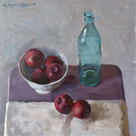 Никита Максимчук (Картина, живопись - 
                  40 x 40 см) Миска яблок