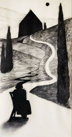 Катя Никитина (Авторская графика - 
                  60 x 120 см) Посидеть на дорожку