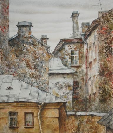 Анастасия Крушельницкая (Авторская графика - 
                  46 x 54 см) Серый день