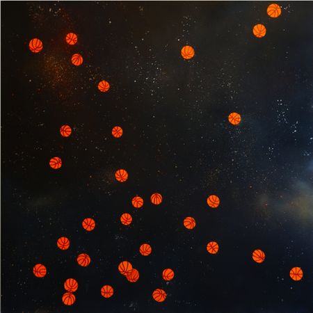 Евгений Куковеров (Картина, живопись - 
                  100 x 100 см) Basketballs in Outer Space