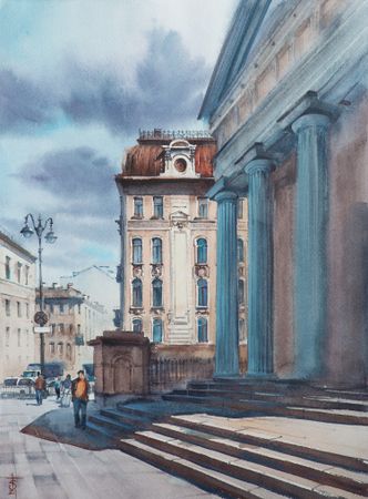 Виктория Севастьянова (Авторская графика - 
                  36 x 48 см) Улица Марата