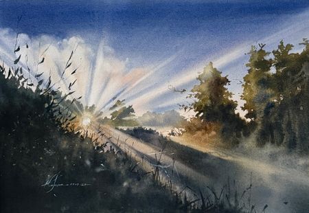 Жанна Губина (Авторская графика - 
                  56 x 38 см) Первый свет