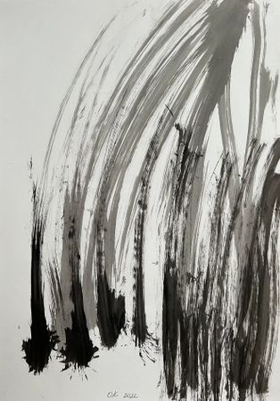 Ольга Кожевникова (Авторская графика - 
                  45.5 x 60 см) Дождь 1.2