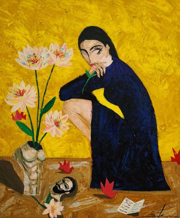 Сардор Эркинов (Картина, живопись - 
                  100 x 120 см) Даже смерть моя весна