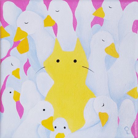 Оливия Лем (Картина, живопись - 
                  15 x 15 см) Фабио с гусями