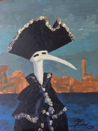 Святослав Игоревич Ушаков (Картина, живопись - 
                  40 x 45 см) Портрет графа Алонза Бианкато на карнавале в Венеции 1796