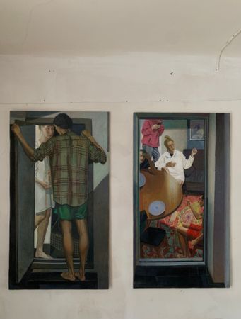 Иван Афонский (Картина, живопись - 
                  69 x 122 см) В мастерской