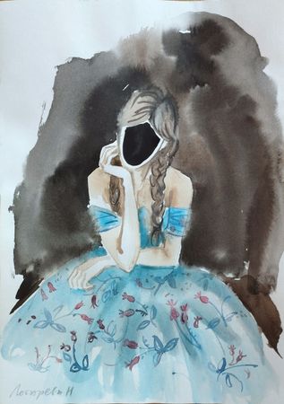 Наталья Лотарева (Авторская графика - 
                  21 x 29.5 см) Платье