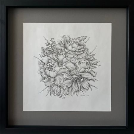 ELENA SKUTOVA (Авторская графика - 
                  57 x 57 см) Flowers #9