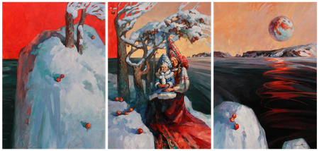 Анна Голованова (Картина, живопись - 
                  210 x 100 см) Яблоки на снегу