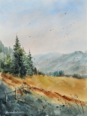 Светлана Юматова (Авторская графика - 
                  31 x 41 см) Босиком по полю
