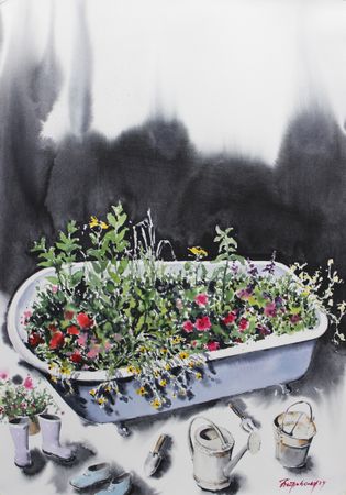 Ирина Петровская (Авторская графика - 
                  56 x 76 см) Сад
