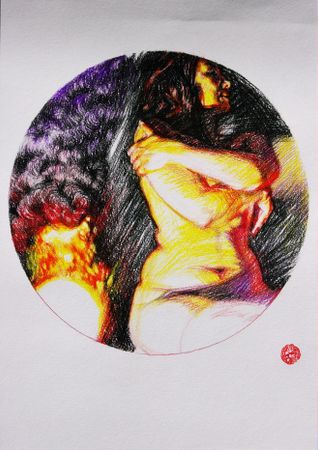 Алан Хатагты (Авторская графика - 
                  29 x 42 см) Аллегорическое тондо
