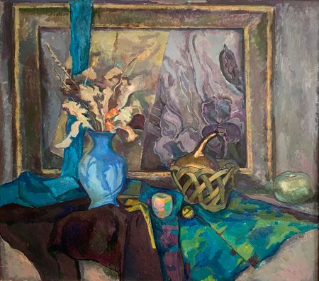 Елизавета Тульчинская (Картина, живопись - 
                  92.6 x 82.3 см) Сиреневый натюрморт