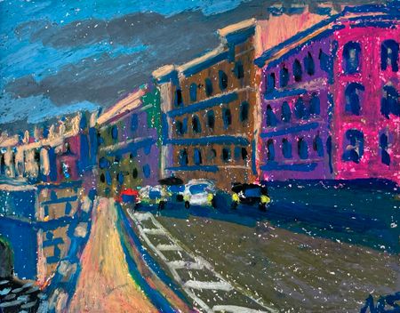 Мария Спроге (Авторская графика - 
                  19 x 14.5 см) У моста Ломоносова
