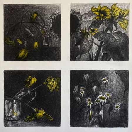 Лариса Шелиховская (Графика печатная - 
                  36 x 36 см) Цветы