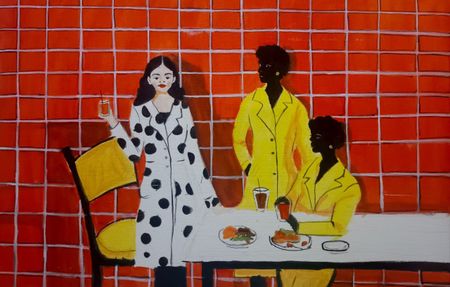 Ольга Чужакова (Картина, живопись - 
                  60 x 40 см) Встреча с подругами