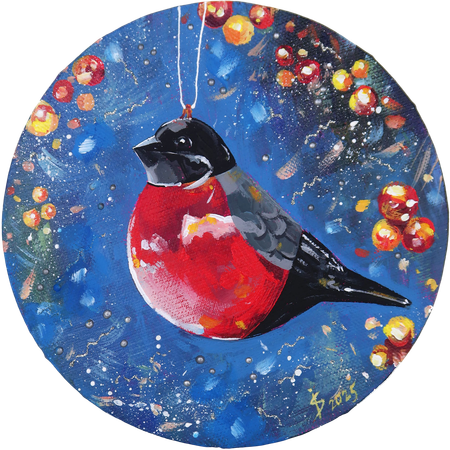 Светлана Искоских (Картина, живопись - 
                  20 x 20 см) Снегирь