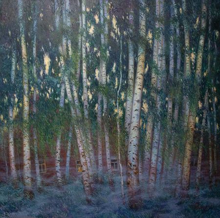 Евгений Ковальчук (Картина, живопись - 
                  150 x 150 см) Березы из детства