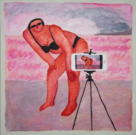 Анна Диал (Картина, живопись - 
                  60 x 60 см) Селфи на пляже