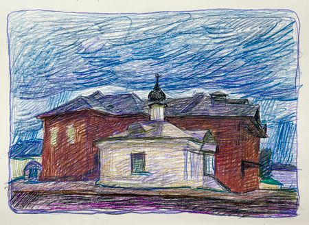 Алексей Щемелинский (Авторская графика - 
                  23 x 16 см) Зарисовка из альбома. Кострома