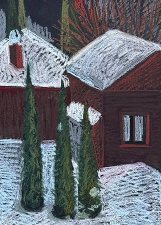 Алена Сокольникова (Авторская графика - 
                  29.5 x 40 см) Снежная зима