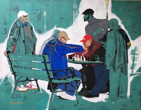 Надежда Болдина (Картина, живопись - 
                  135 x 105 см) Шахматисты — II