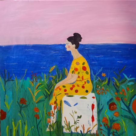 Ольга Чужакова (Картина, живопись - 
                  60 x 60 см) Девушка у воды
